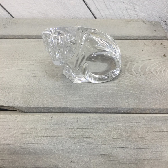 Vintage Atlantis Lead Crystal Cat Paperweight - Picture 1 of 6